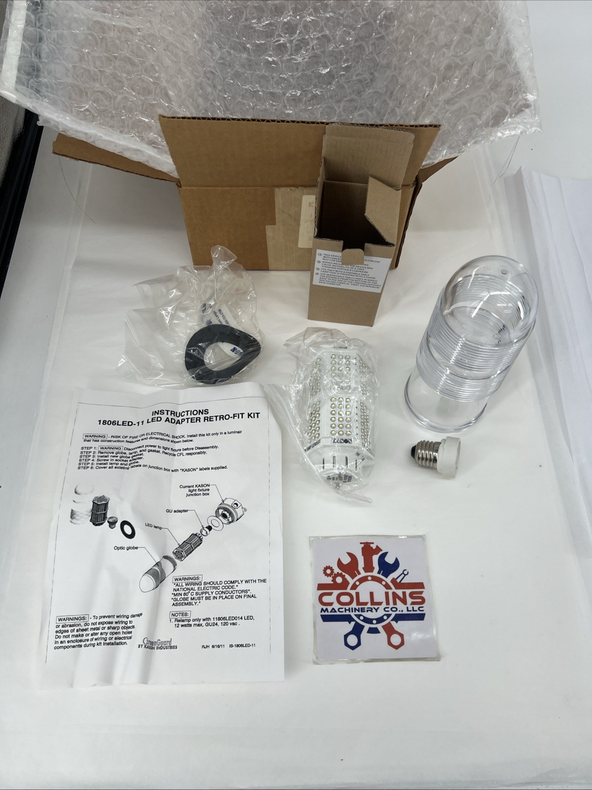 Kason LED Adapter Fixture Retrofit Kit 11806LED011, Clear White, 120V, 12 Watt