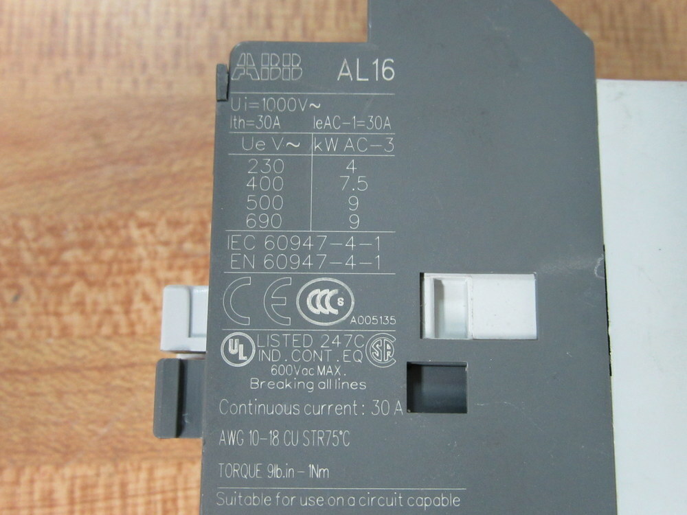 ABB AL16-40-00 Contactor AL16-40-00-81 W/O DIN Clip