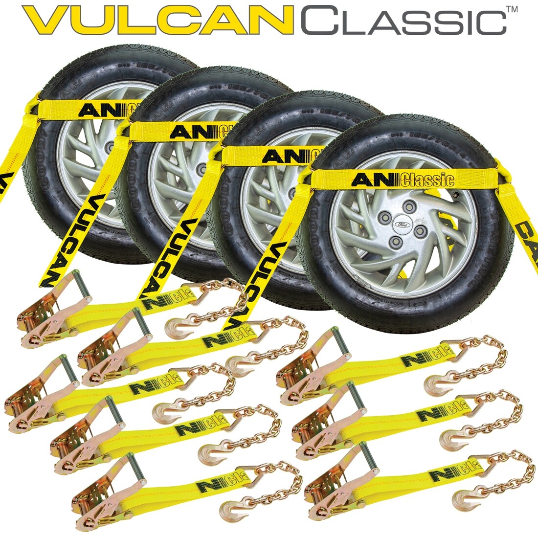 VULCAN Flat Bed Side Rail Car Tie Down – Chain Anchors – 4 Pack – 3300 lbs SWL