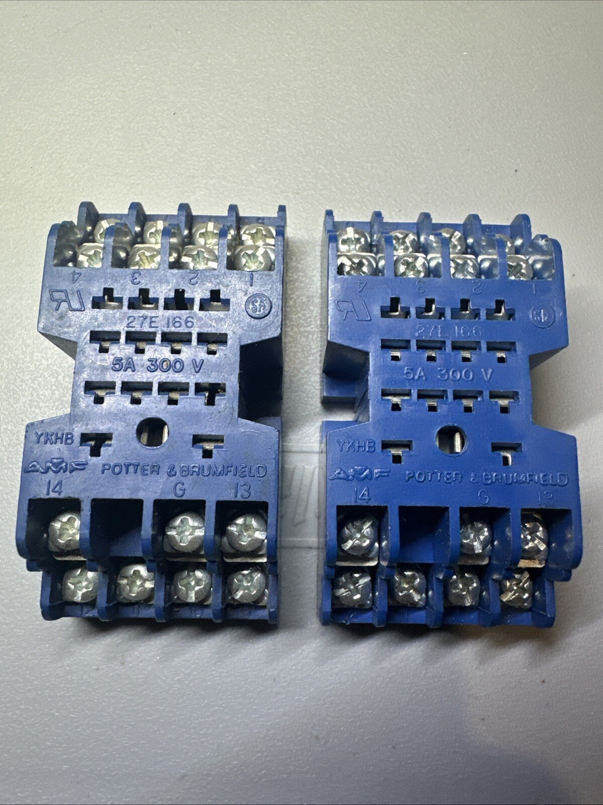 AMF Potter & Brumfield 5A 300V 224 Relay Sockets, Lot of 2 *FREE SHIPPING*
