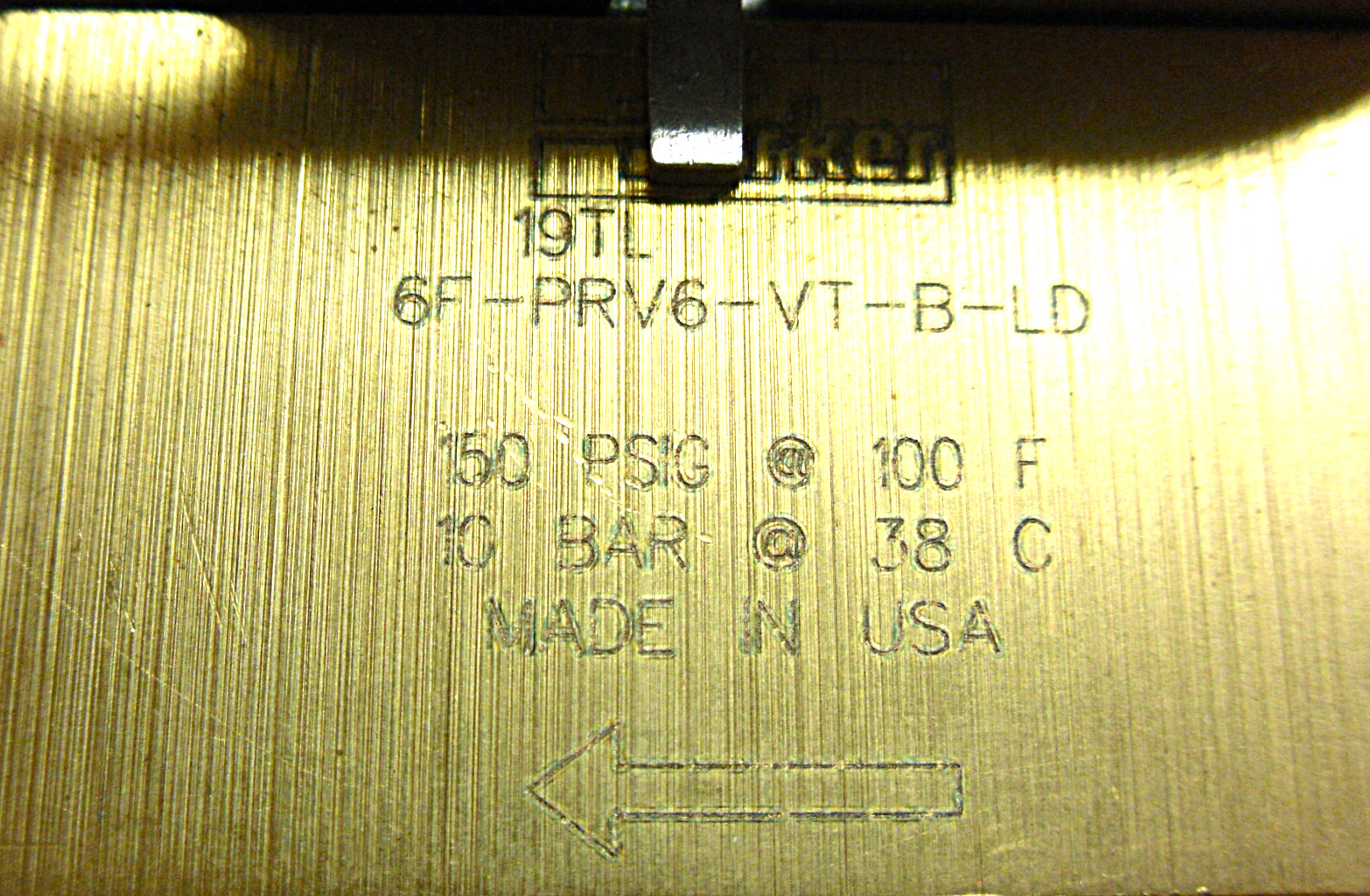 NEW PARKER 6F-PRV6-VT-B-LD PLUG VALVE BRASS