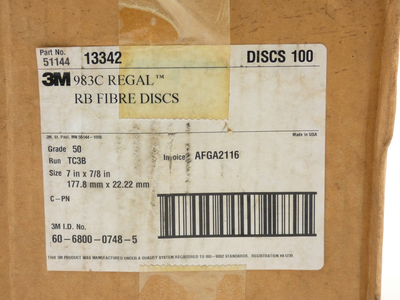 *Lot of 100* 3M 51144 983C Regal RB Abrasive Sanding Fibre Discs 7 x 7/8″ – N…