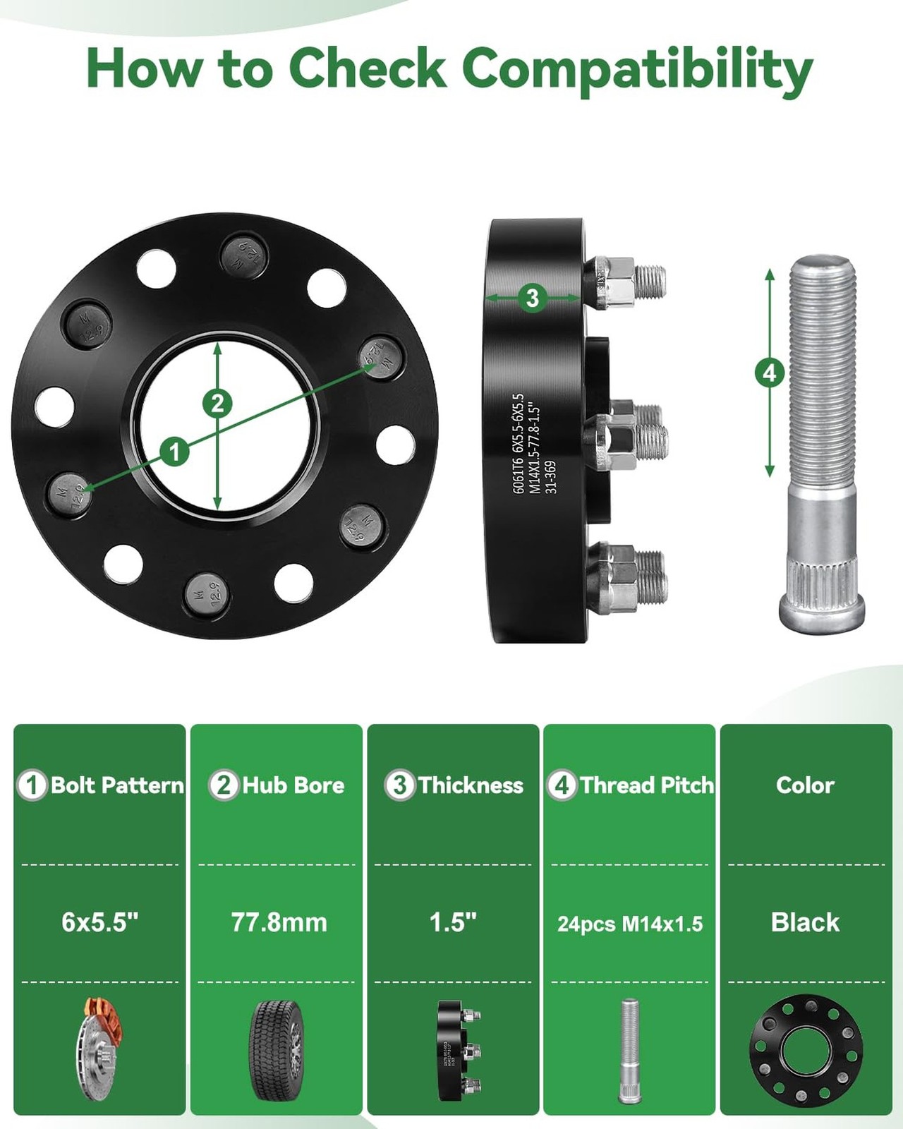1.5 Inch 6×5.5 Wheel Spacers for 2019-2024 Ram 1500, 6×139.7 Wheel Spacers 77…