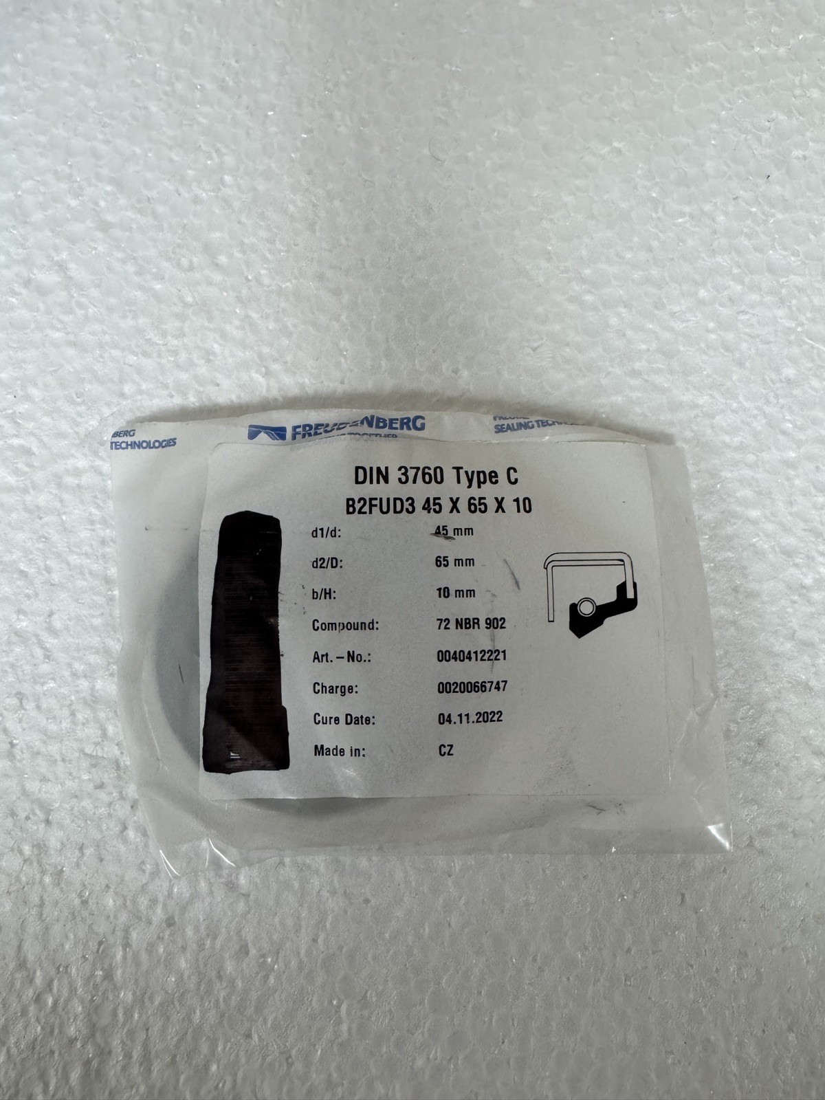 FREUDENBERG DIN 3760 TYPE C B2FUD3 45mm X 65mm X 10mm (ROTARY SHAFT SEAL)