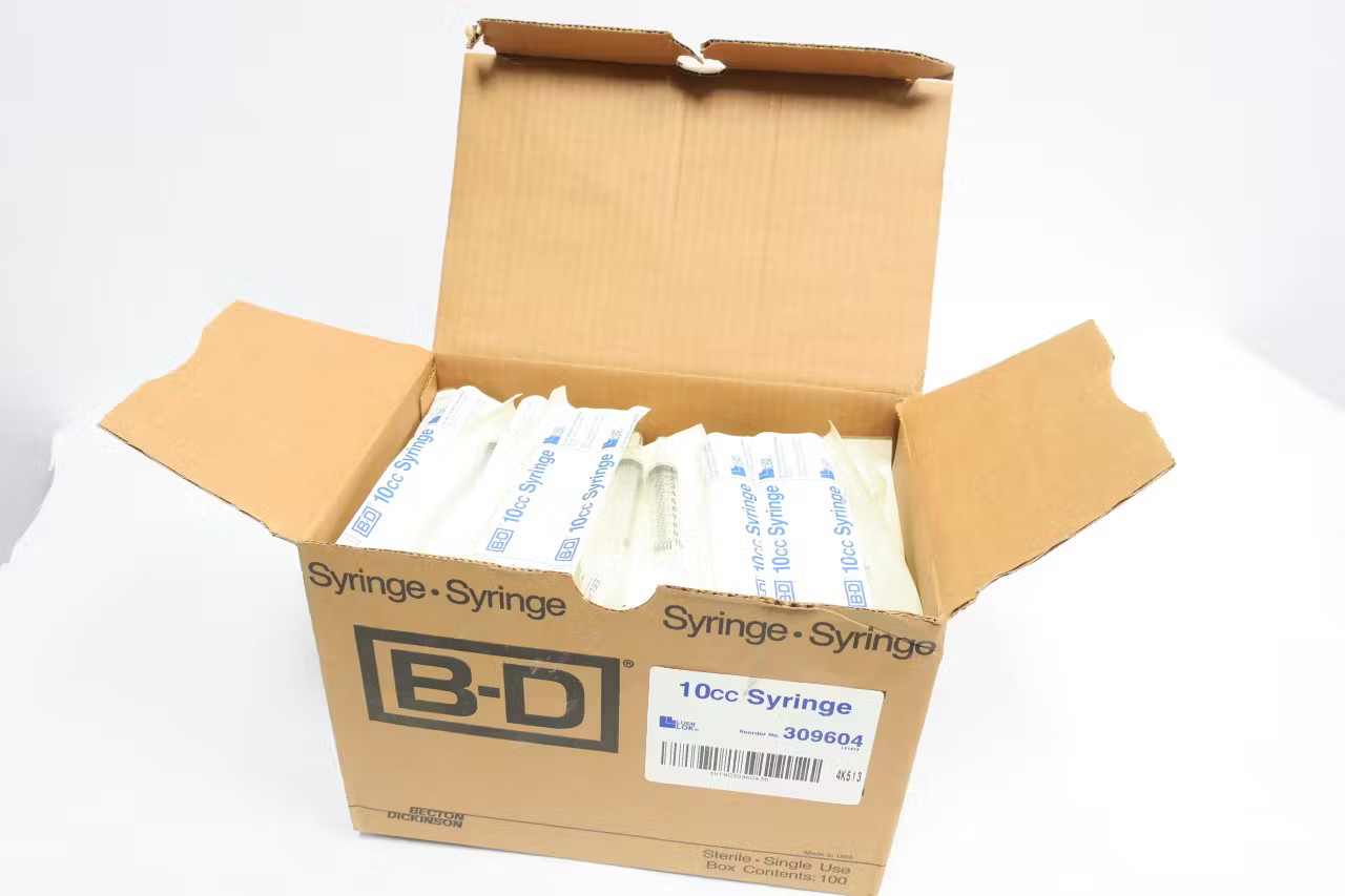 Box Of 100 Becton Dickinson 309604 Luer-lok Syringe 10cc