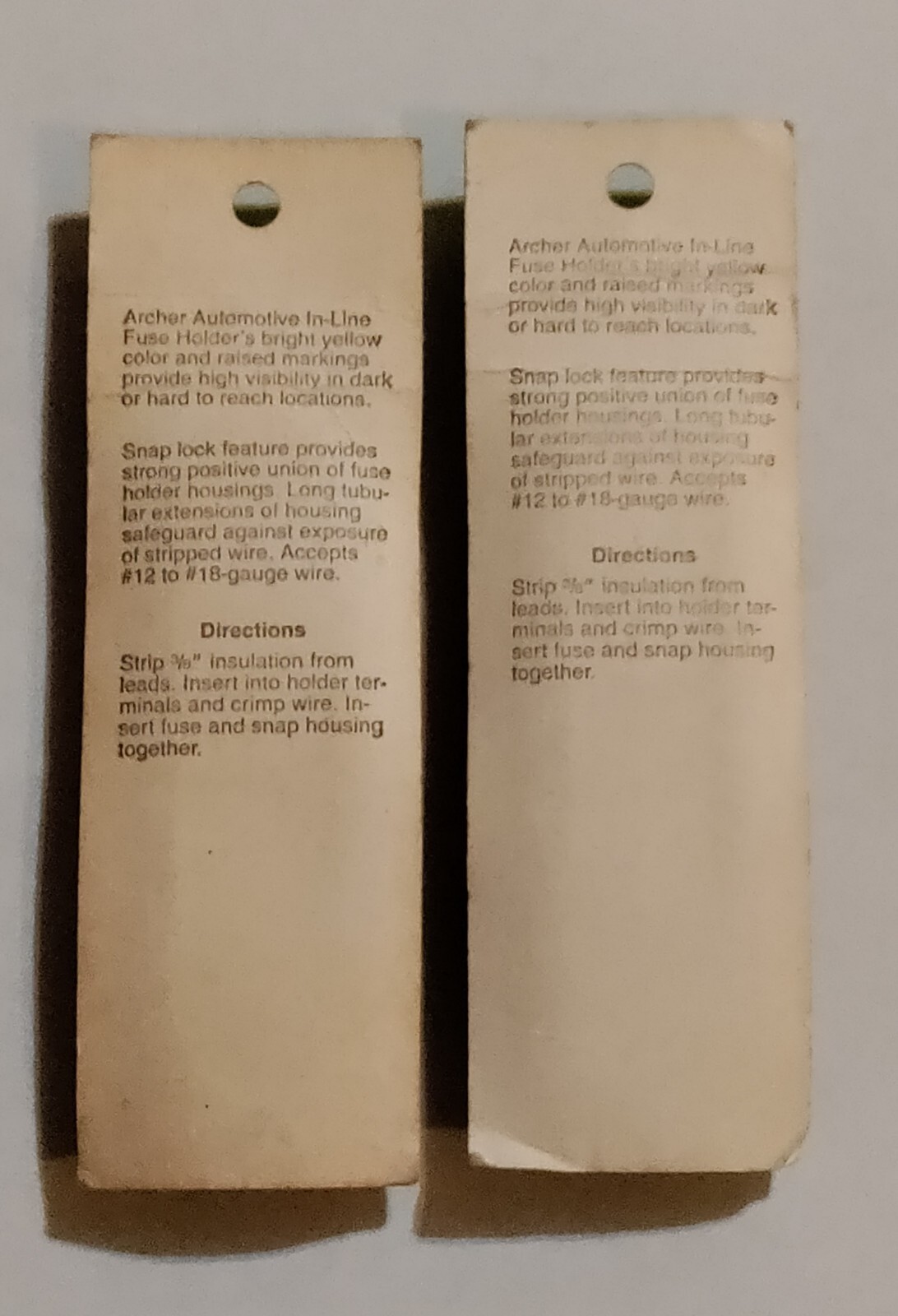 Archer Radio Shack 270-1211 Automotive In-Line Fuse Holder Solderless NOS 2 Pack