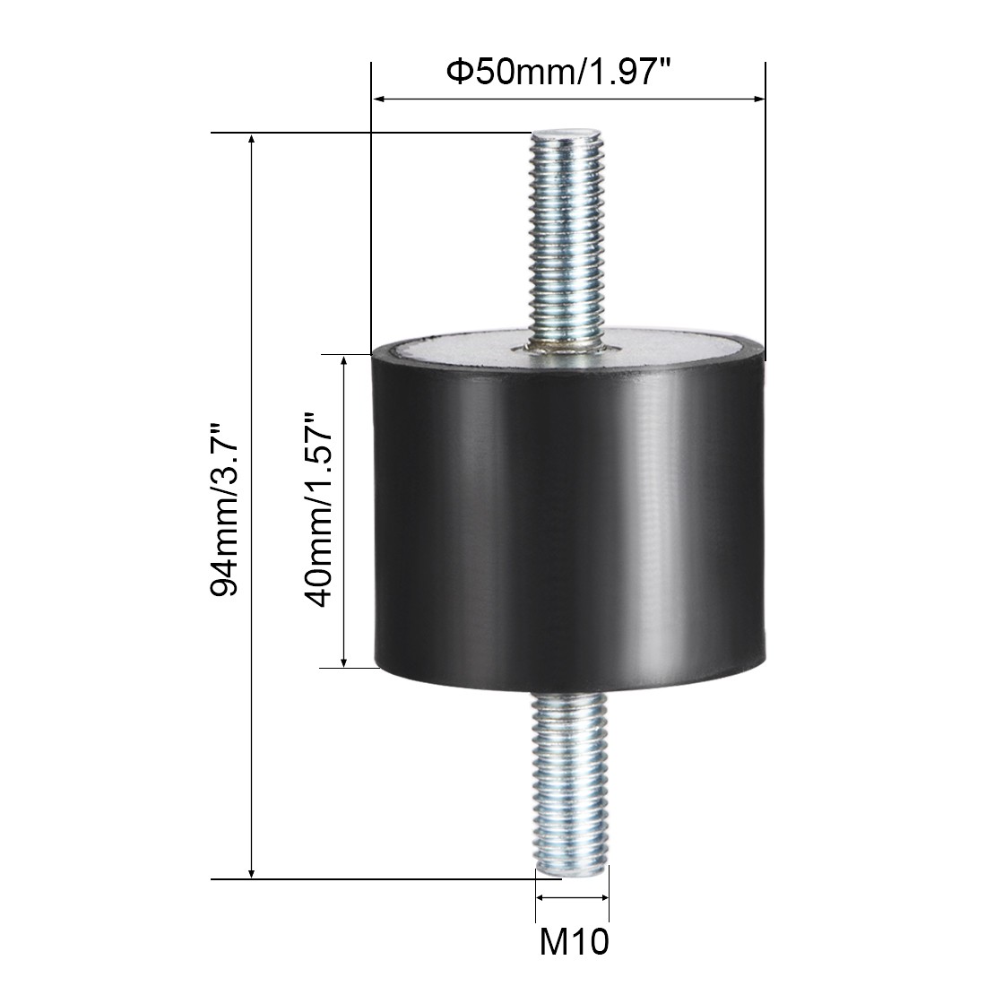 1.97″ x 1.57″ Rubber Shock Absorber Vibration Isolator w M10 x 27mm Studs