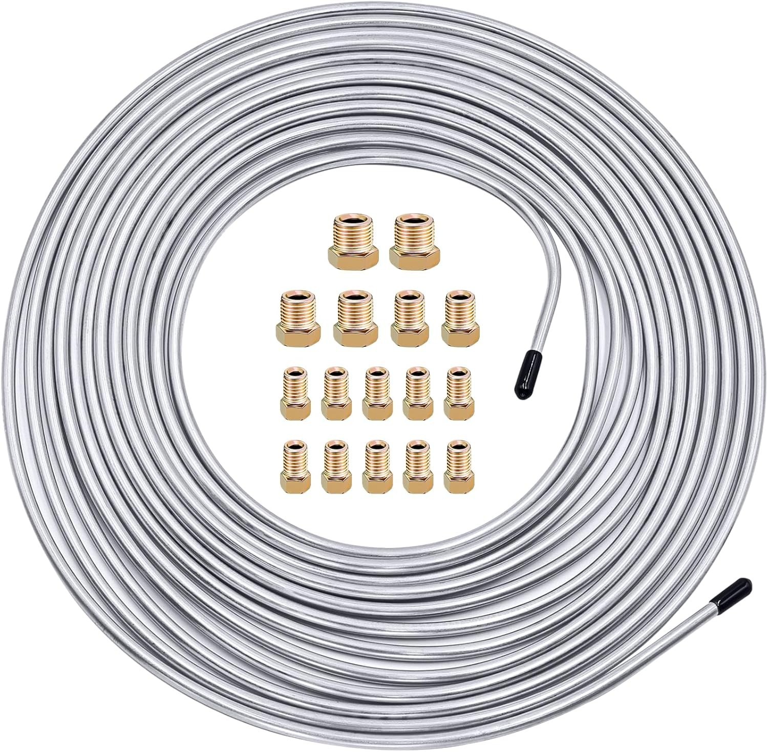 25 ft Copper Nickel Brake Line Kit with Fittings for Hydraulic Systems