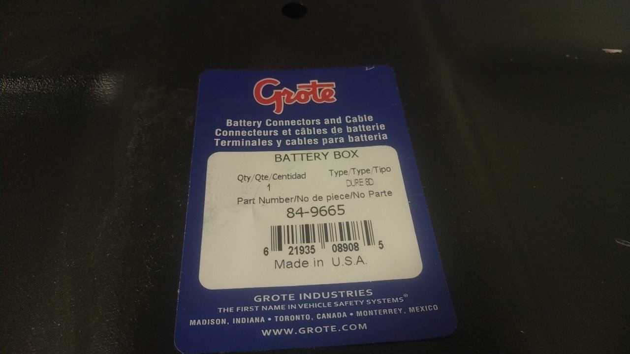 Grote 84-9665 22 x 20-1/2 x 9 In Inside Dimensions Black Battery Box