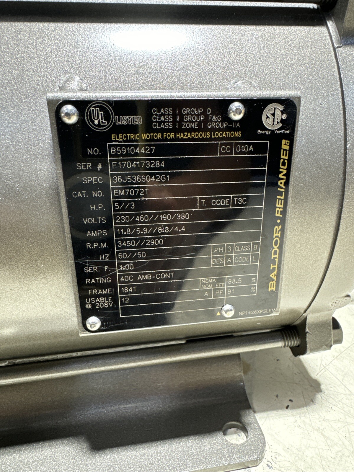*NEW* Baldor EM7072T 36J536S042G1 5 3HP 230/460 190/380V 11.8/5.9 8.8/4.4A