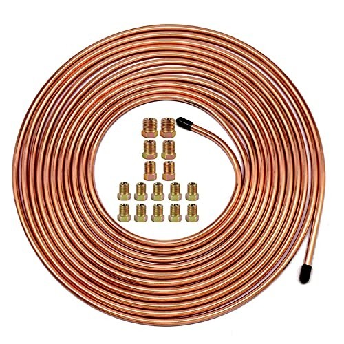 MuHize Upgraded Brake Line Tubing Kit – 25 Ft. of 3/16 Copper Coated Flexible Tu