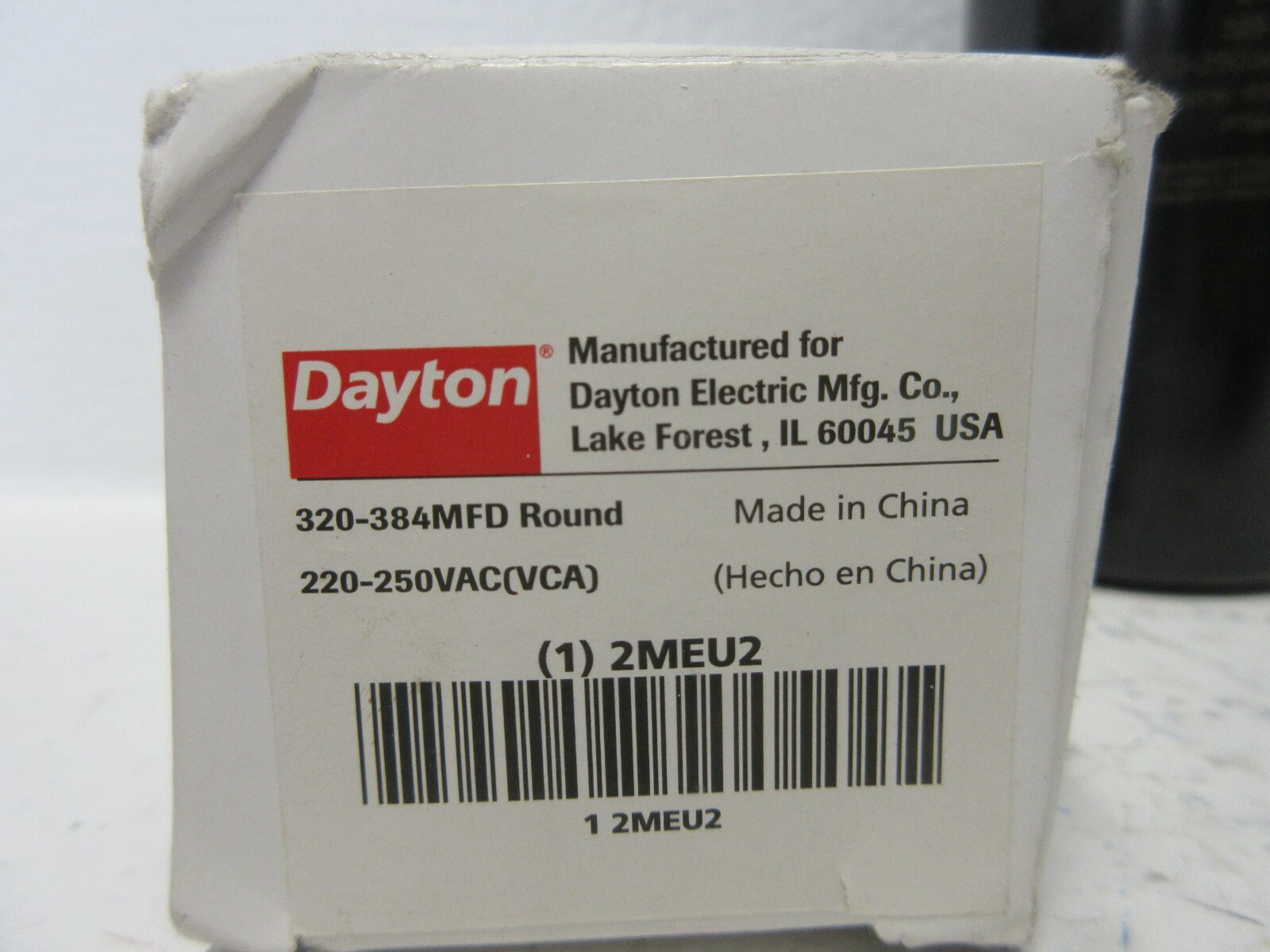 DAYTON 2MEU2 NEW MOTOR START CAPACITOR 320-384MFD ROUND 220-250VAC (VCA) 2MEU2
