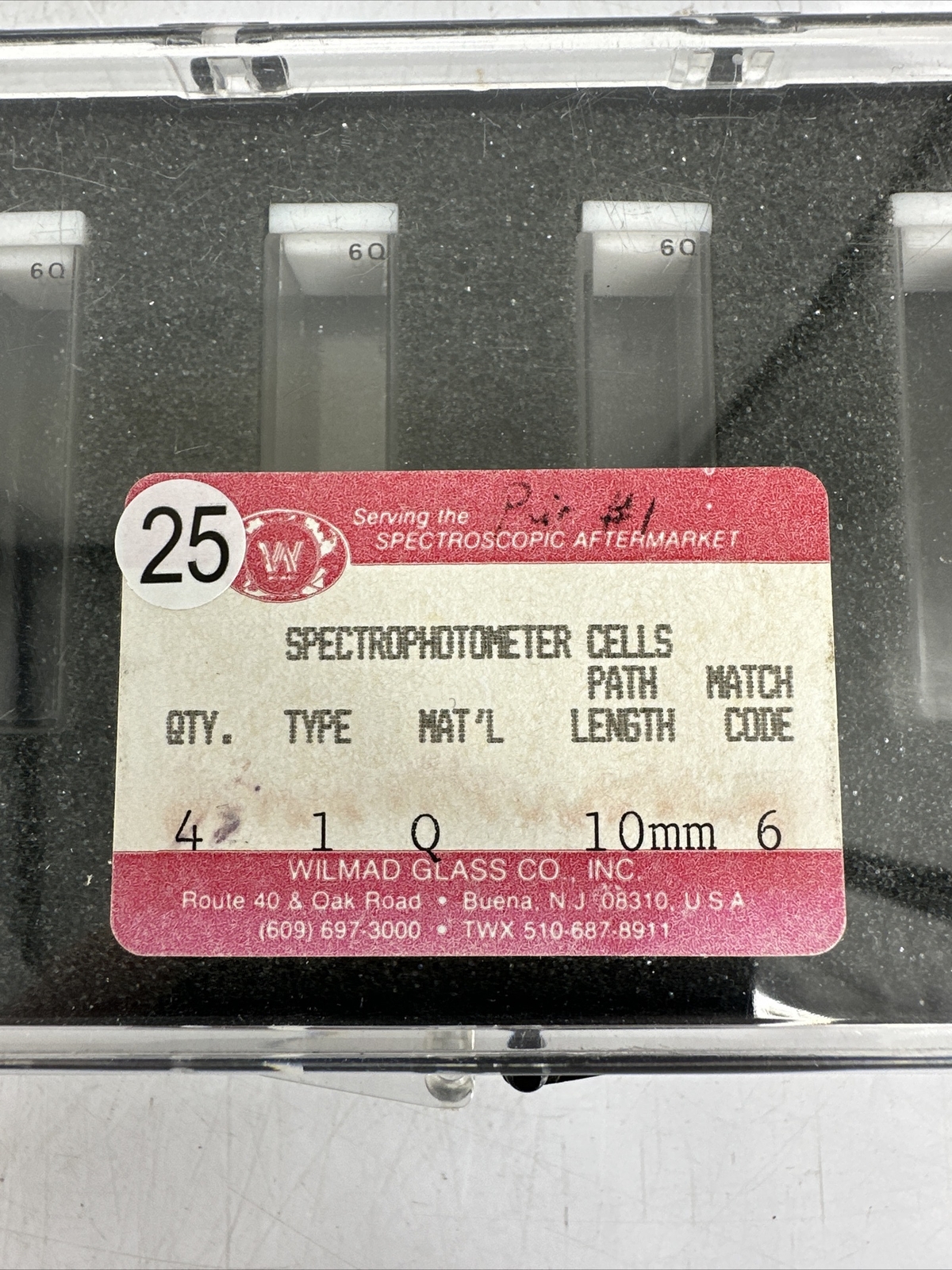BOX OF 4 Wilmad Spectrophotometer Cell Q6 10mm NEW IN BOX