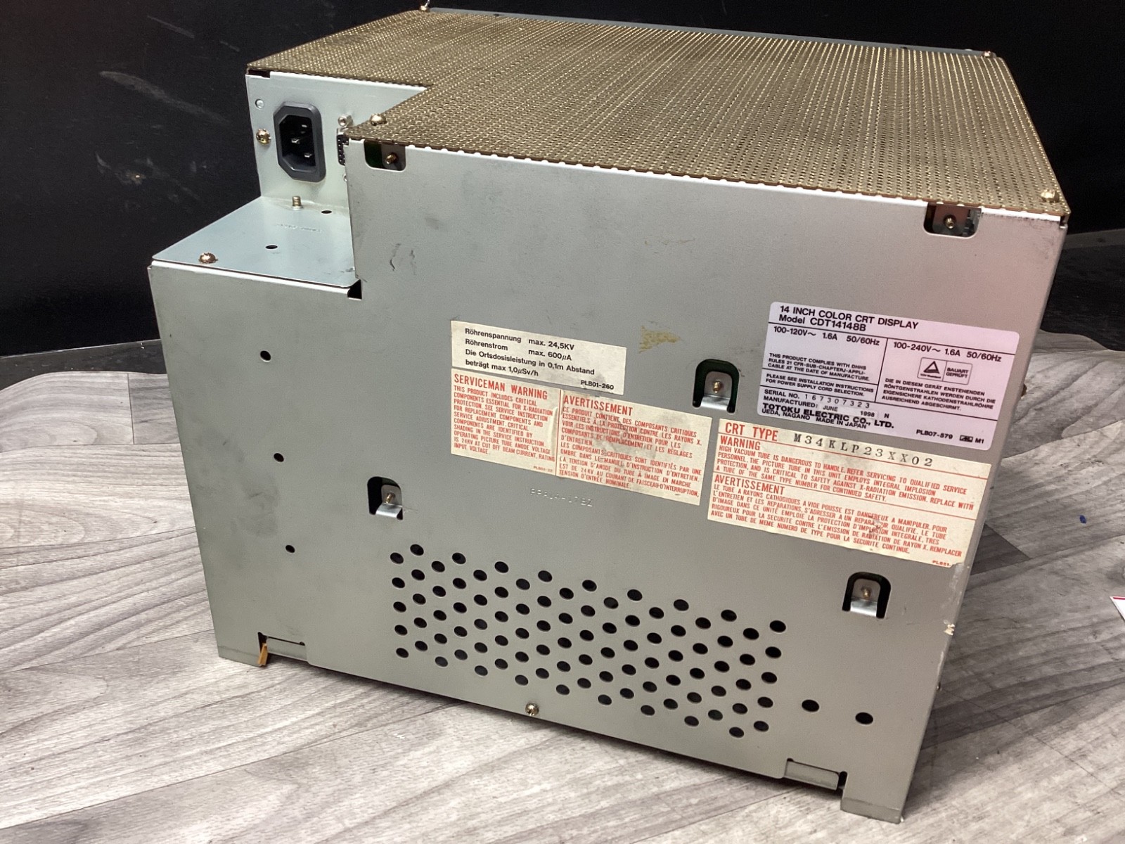 TOTOKU ELECTRIC CDT14148B MONITOR #103D25PR5