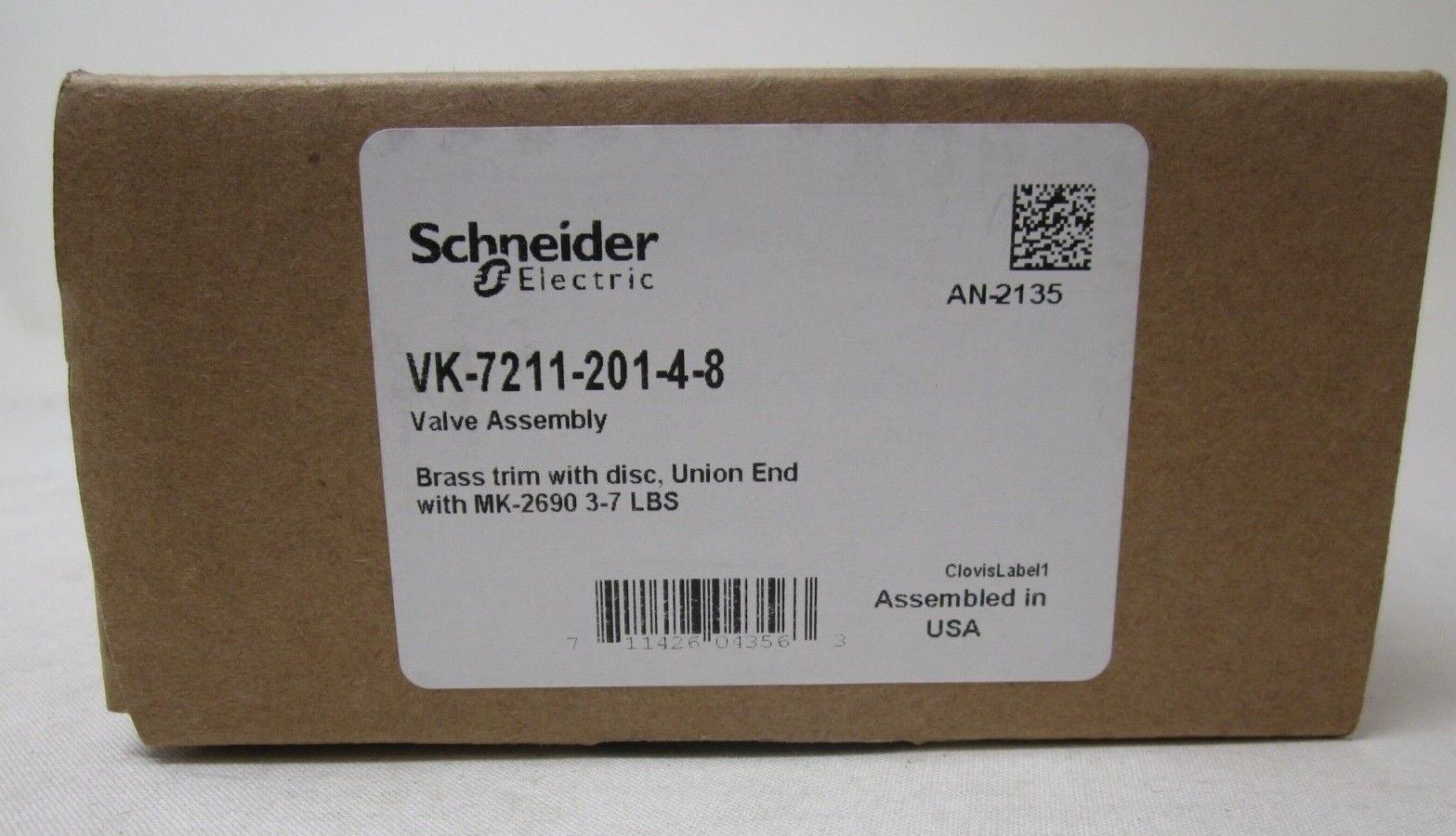 SCHNEIDER ELECTRIC VK-7211-201-4-8 VALVE ASSEMBLY