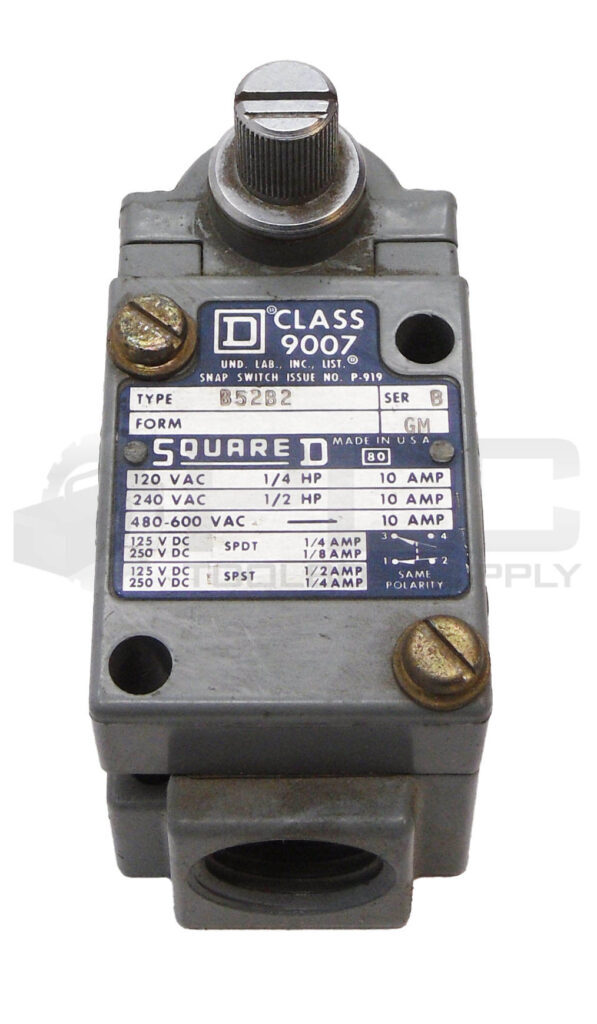NEW SQUARE D 9007 B52B2 /B LIMIT SWITCH 600VAC 1/2HP 10A