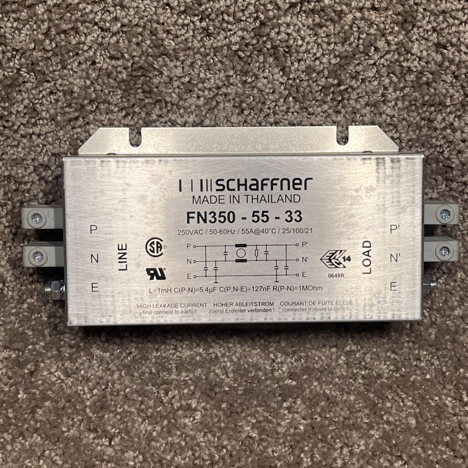 Schaffner FN350-50-33 Power Line Filter 50A EMI RFI Filter FN3505033