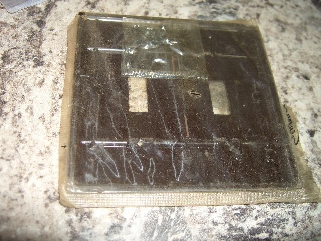 Vintage NOS Sierra light switch cover 2 gang ribbed bakelite with screws