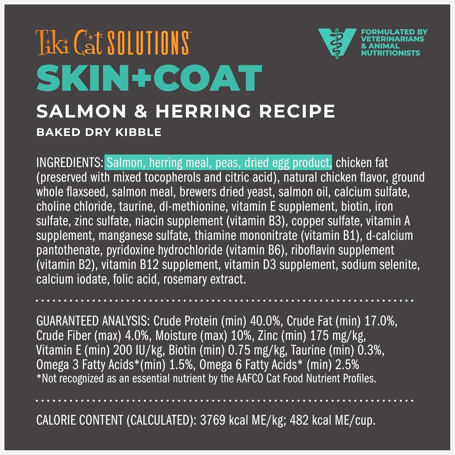 Tiki Cat Solutions Skin & Coat, Salmon & Herring Dry Cat Food, 5.6 lbs.