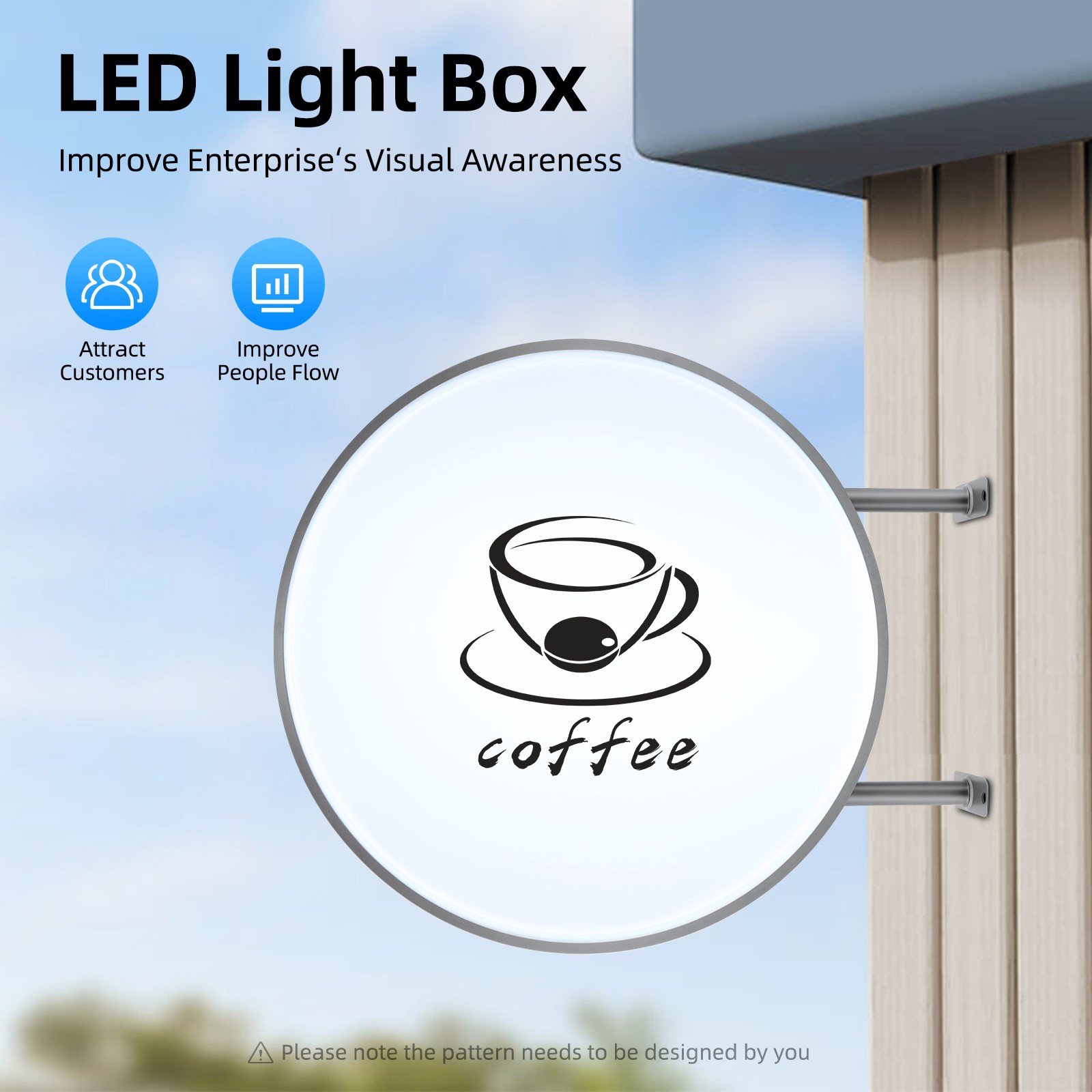 24in LED Double Sided Round Light Outdoor Advertising Projecting Light Box Sign