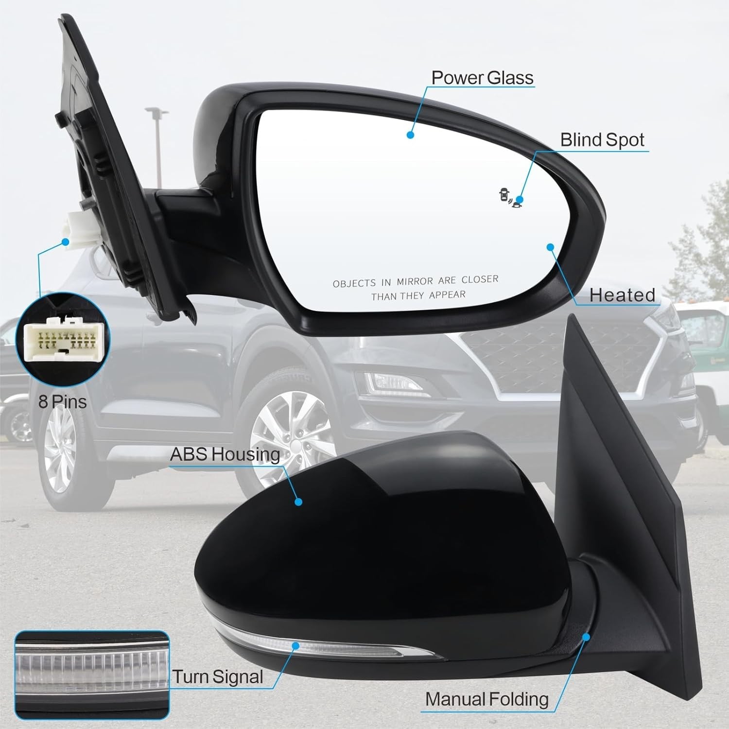 Right Passenger Side Mirror Compatible With 2019 2020 2021 Hyundai Tucson Wit…