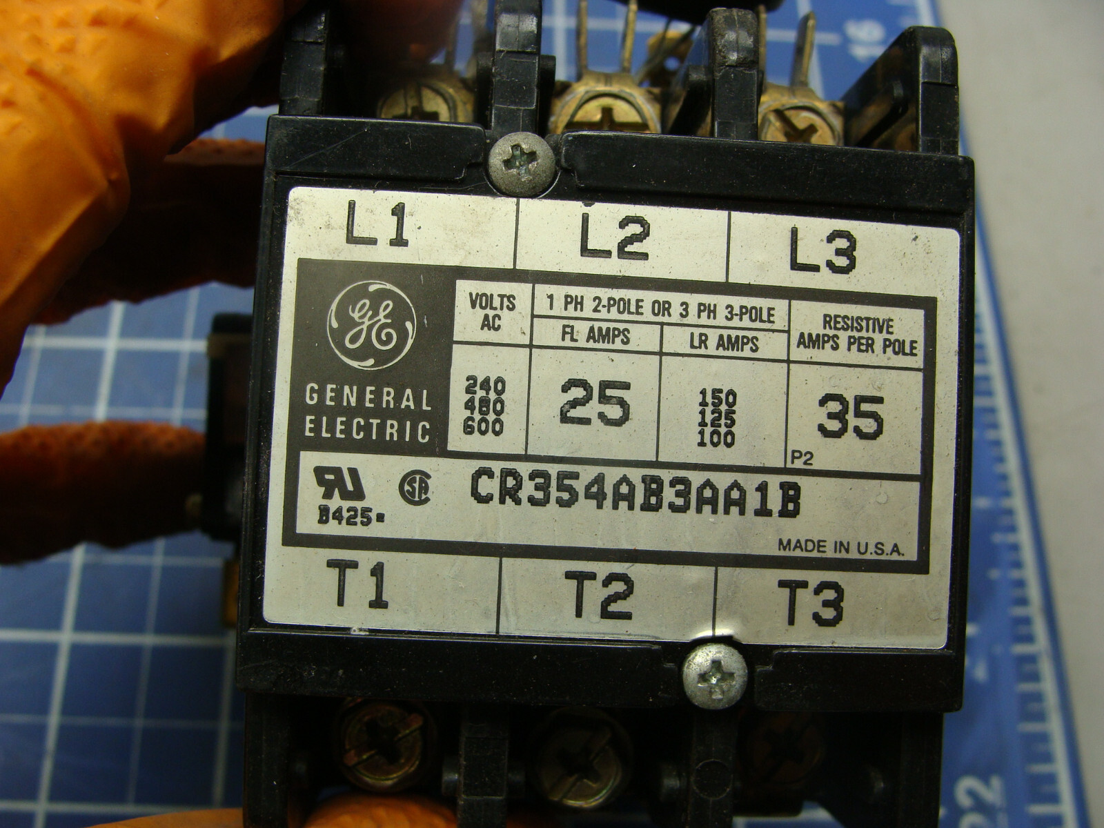 GE MOTOR STARTER CR354AB3AA1B 3 POLE 600VAC COIL: 55-B31A 110/120V