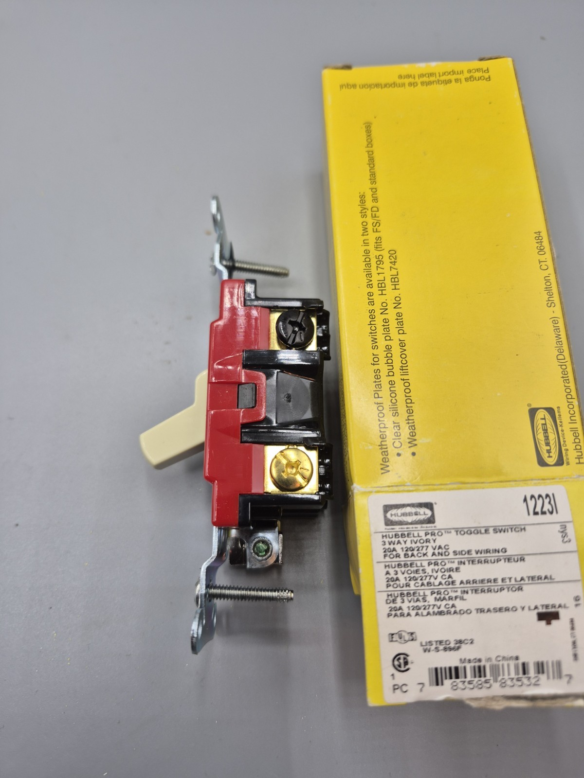 HUBBELL 1223I TOGGLE SWITCH 3 WAY IVORY 20A 120/277V 1223l New Free Shipping