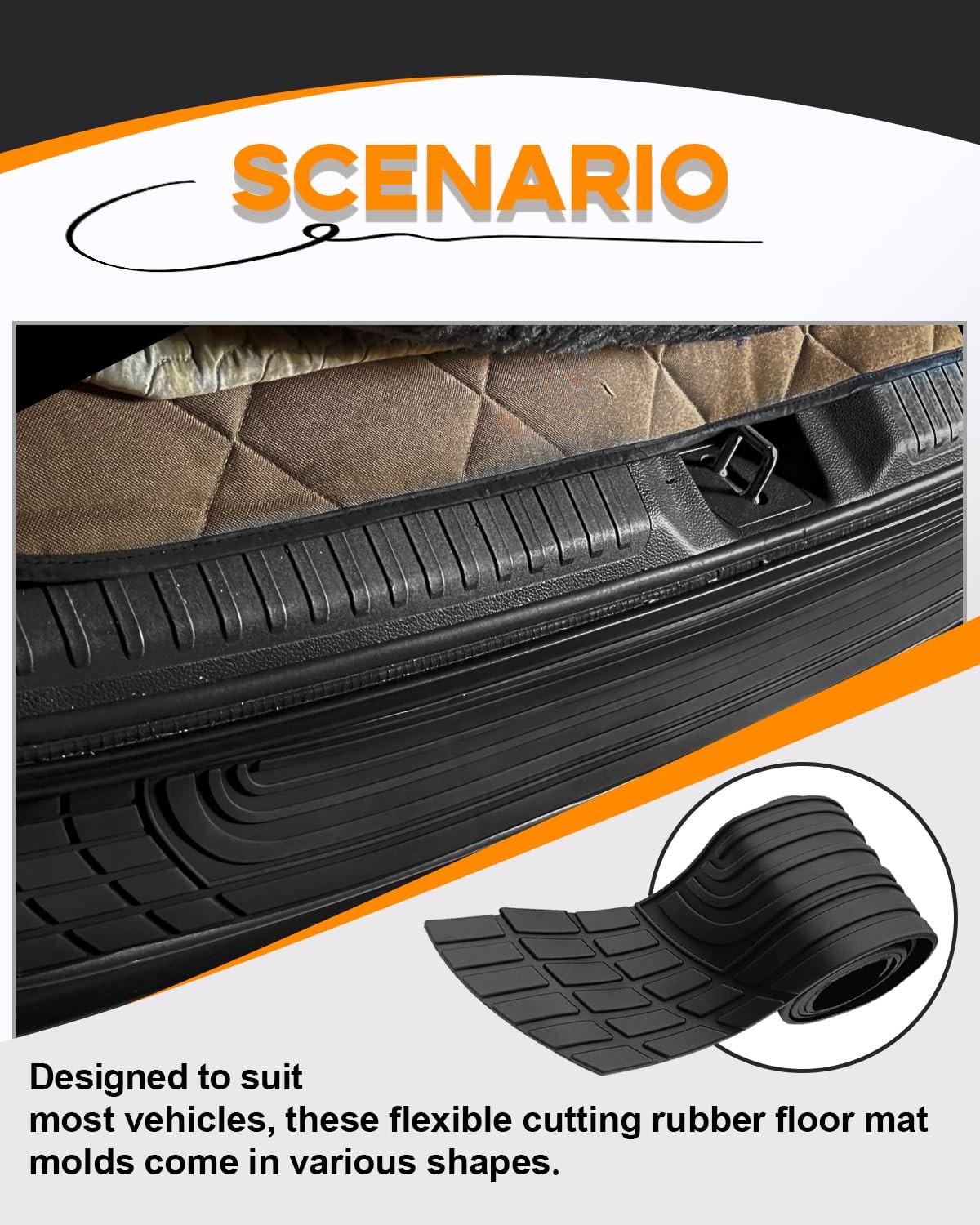 41 Inch Rear Bumper Protector Universal Rubber Anti Scratch Guard Black