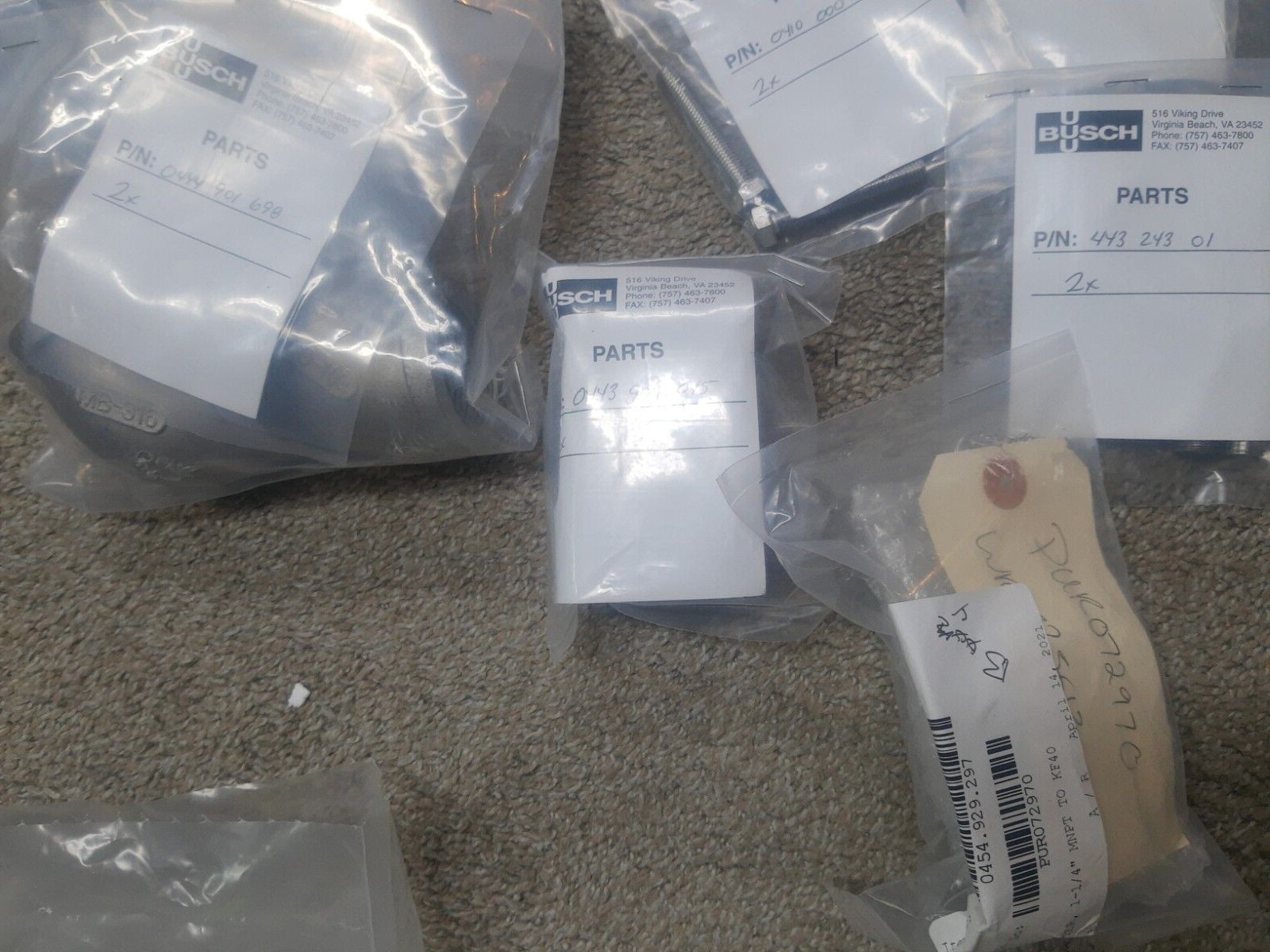 NEW HUGE LOT of Busch Vacuum Pump Hardware Parts Fittings Connector # 443.091.01