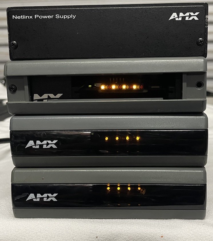 Lot of 3 AMX NXS-NMS NetModules, Plus Power Supply, FG-423-41 13.5Dc, 6.6A