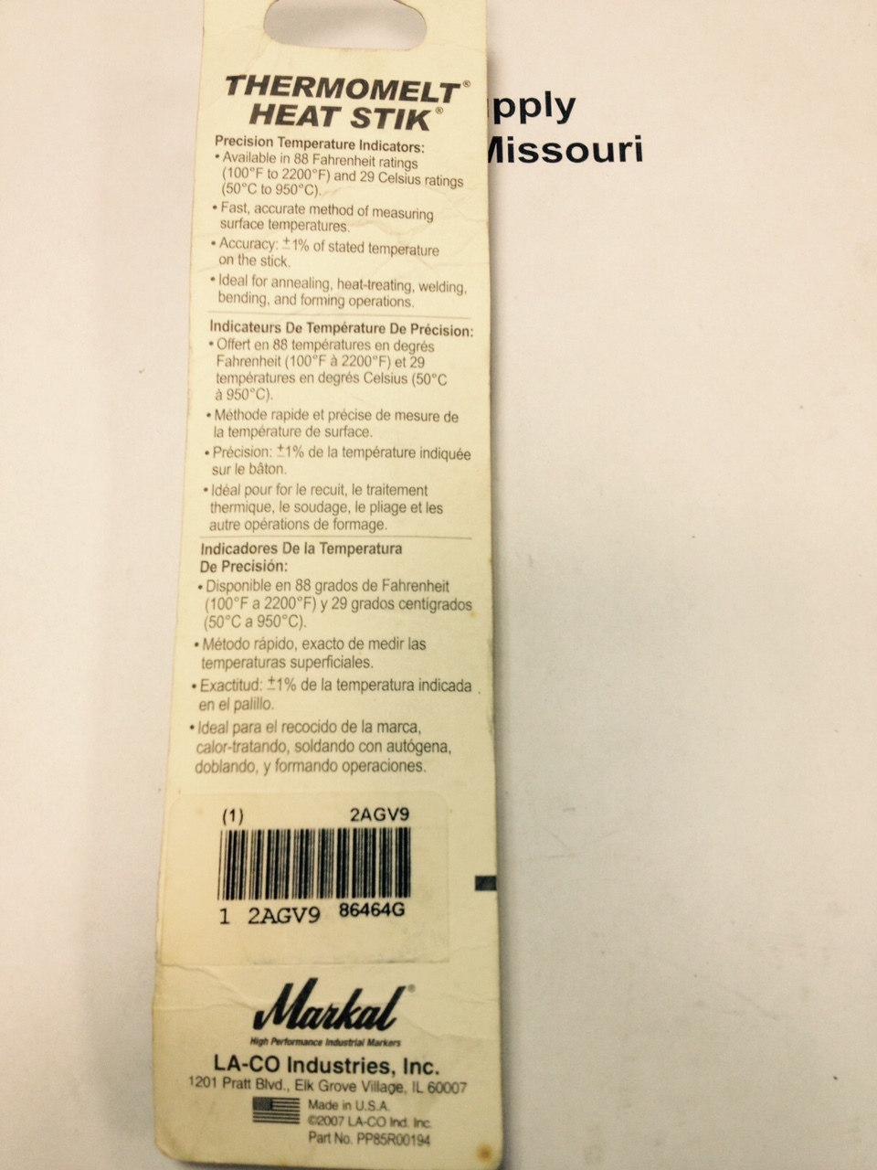 MARKAL 86463G Temperature Indicator Stick, 150F, 3/8″ Tip, 2AGV9, Made-In-USA