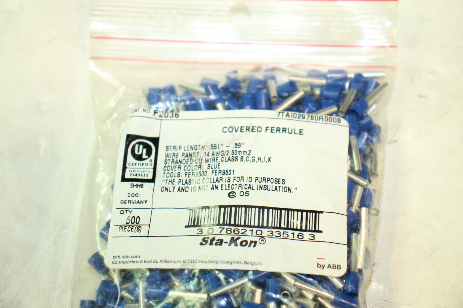 Bag of 500 Sta-Kon Covered Ferrule F2036