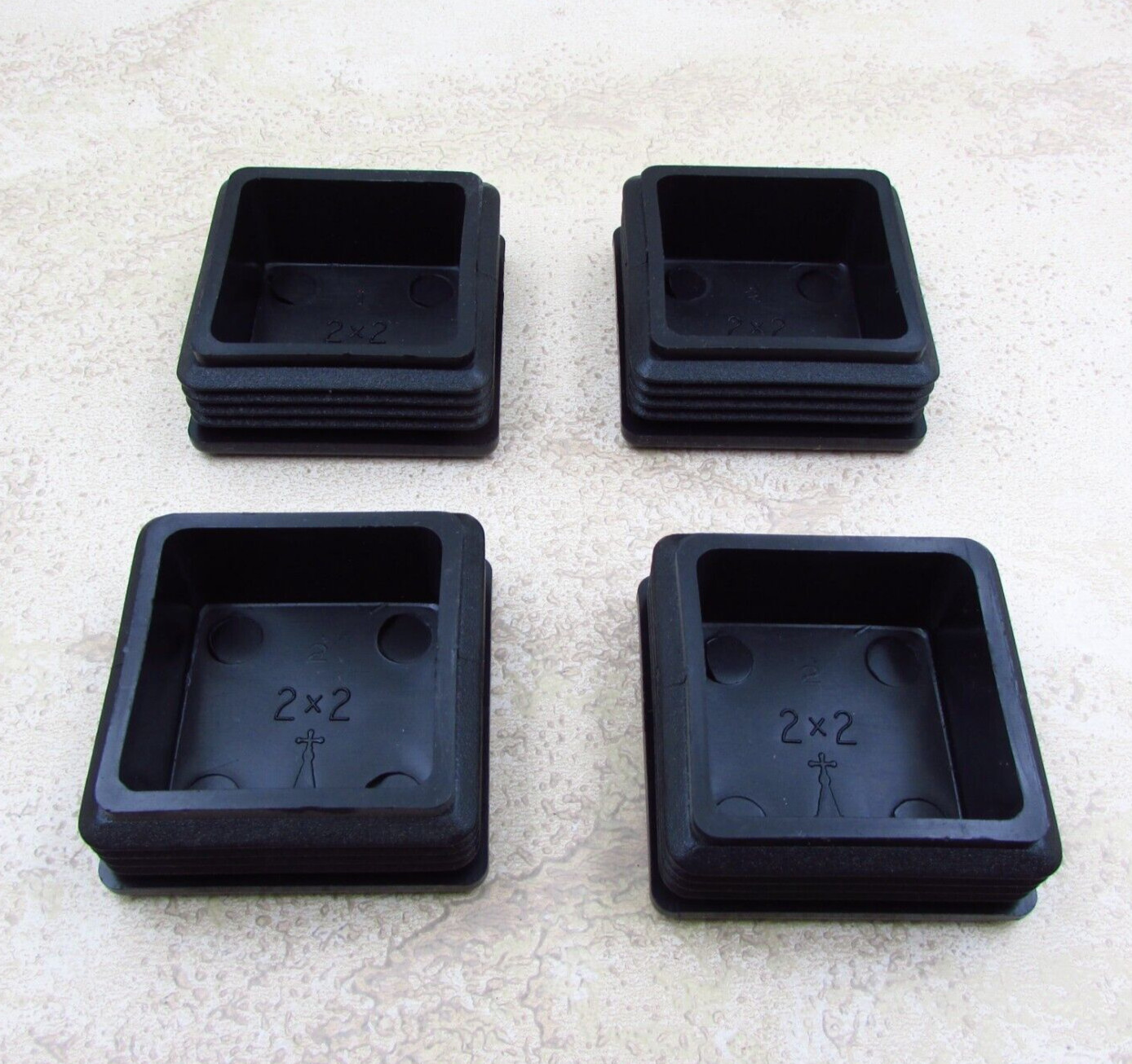 QTY 4 Black 2″ Inch, 14-20 Gauge Square Tube End Cap Plastic Insert Plugs