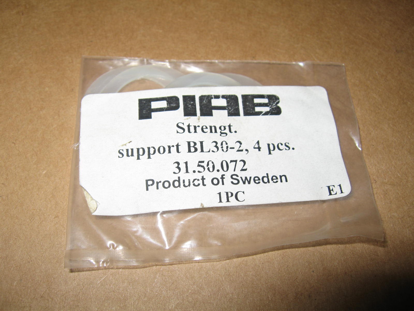 PIAB 31.50.072 Support Reinforcement Ring BL30-2 3/4″ ID 1″ OD 1/32″ H Pack of 4