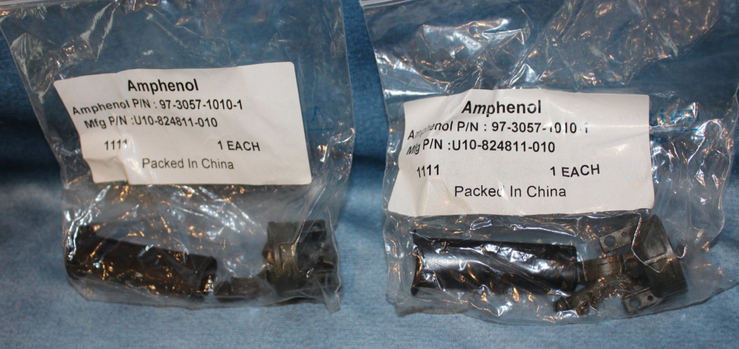 (New In Bag) AMPHENOL 97-3057-1010-1 CONNECTOR CLAMP SET “Lot of 2 sets”