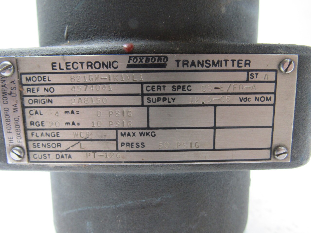 FOXBORO 821GM-Lk1nl1 Electronic Transmitter W/ Amtek Transducer