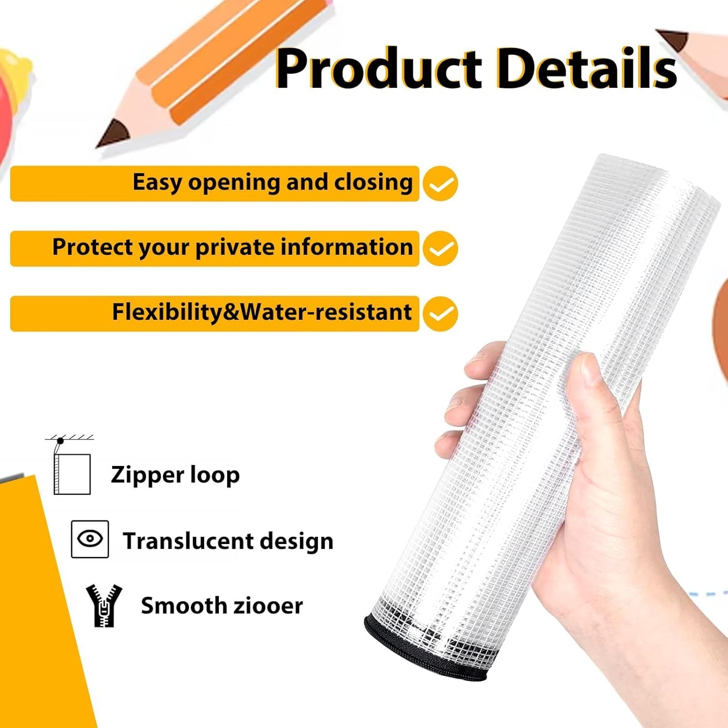 24pcs A4 Mesh Zipper Pouch File Bags, 12pcs Large A3 and A3+A4, Black