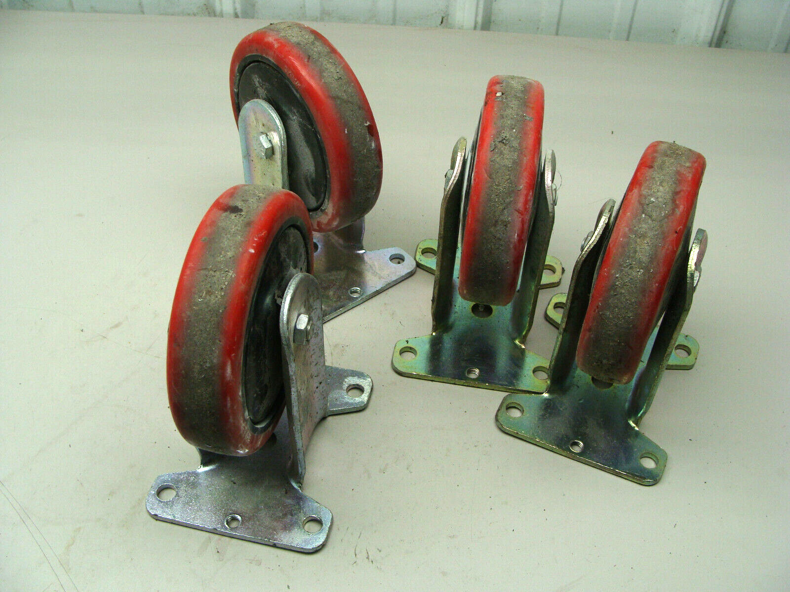 SET OF 4 FAULTLESS CREFORM TK-130 CASTERS (NO BRAKES) 5″ X 1-1/4″