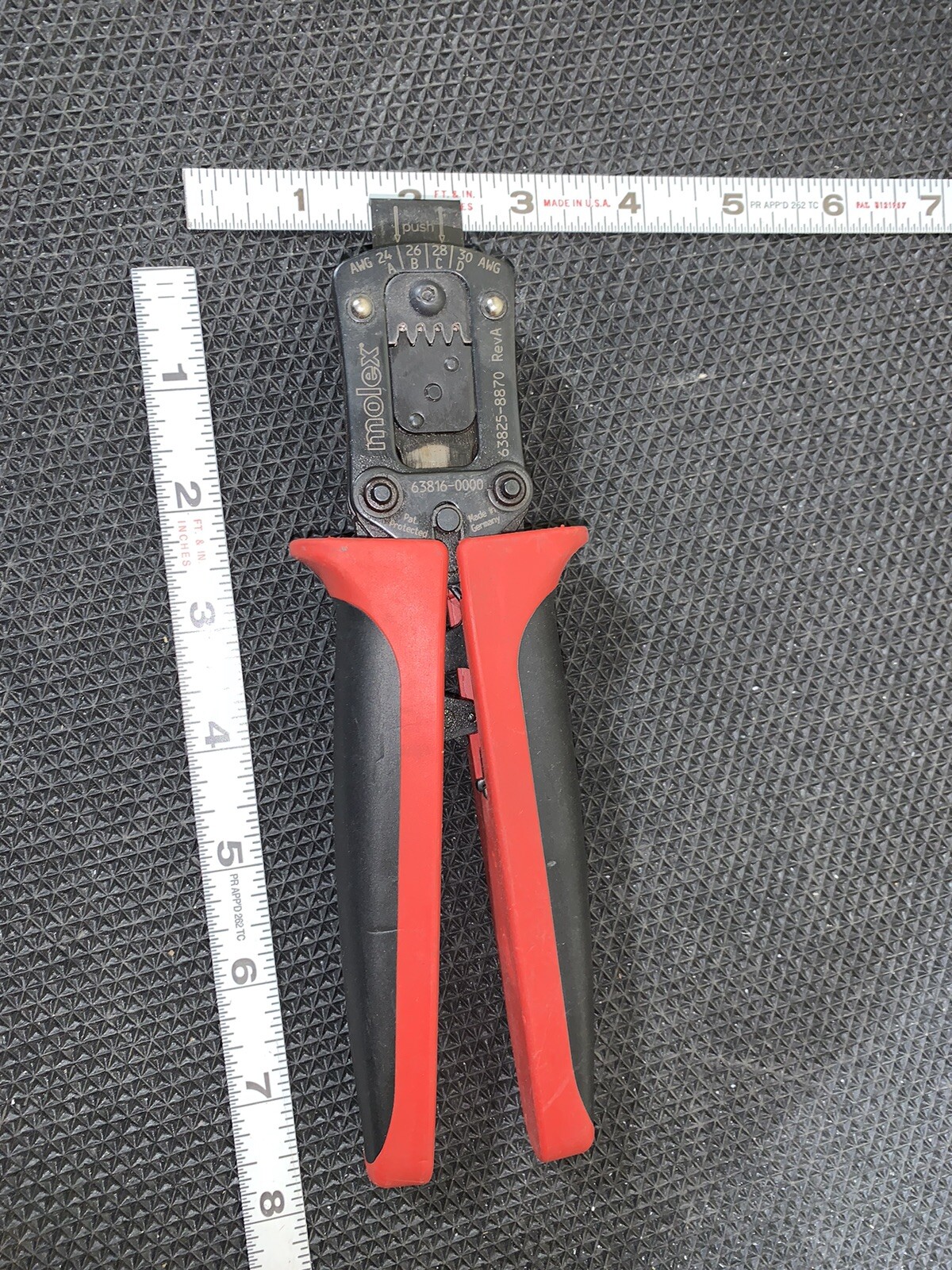 Molex 63825-8870 Crimper Tool 30-24 AWG with 63816-0000 handle frame