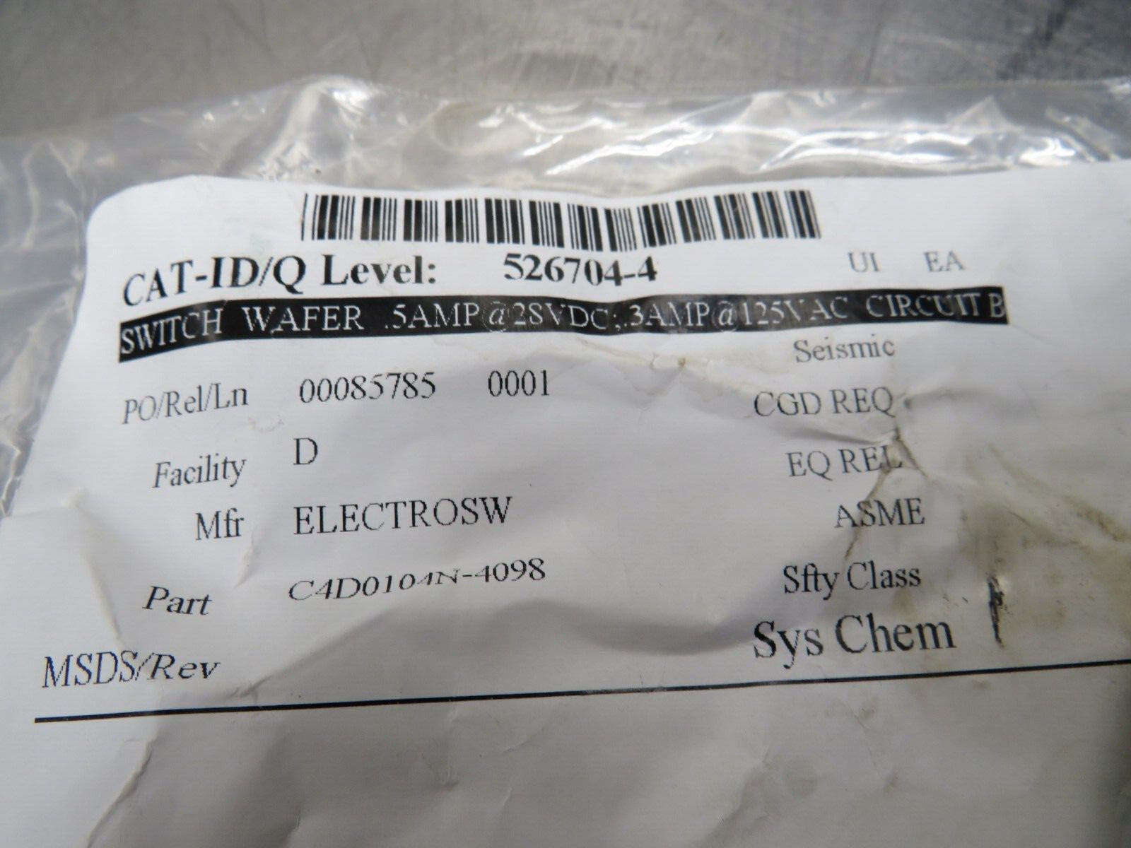 Electroswitch C4D0104N-4098 Wafer Switch
