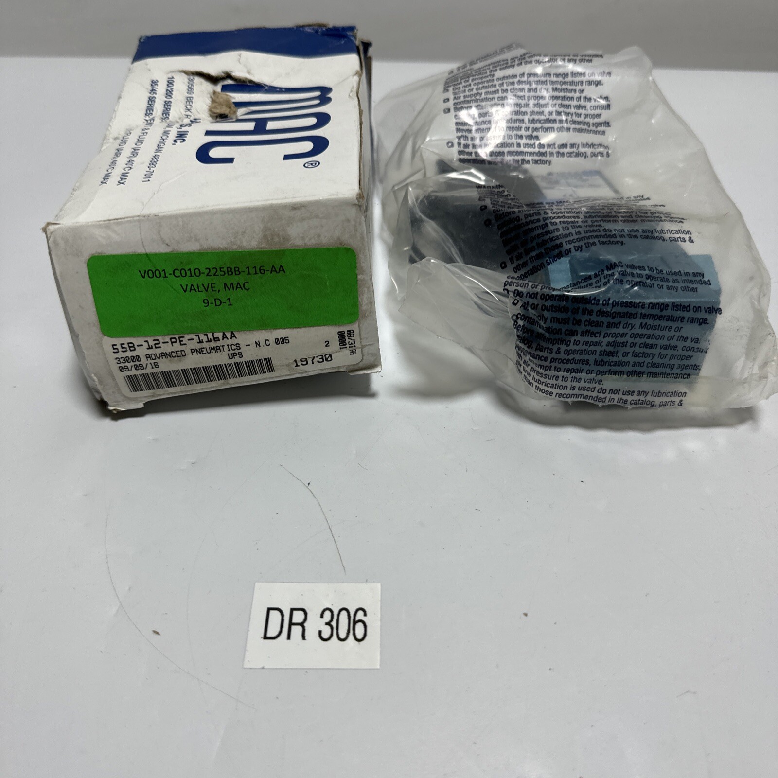 MAC 55B-12-PE-116AA VALVE W/ PED-116AAAA, 6.8 WATTS, 30 TO 150 PSI NNB