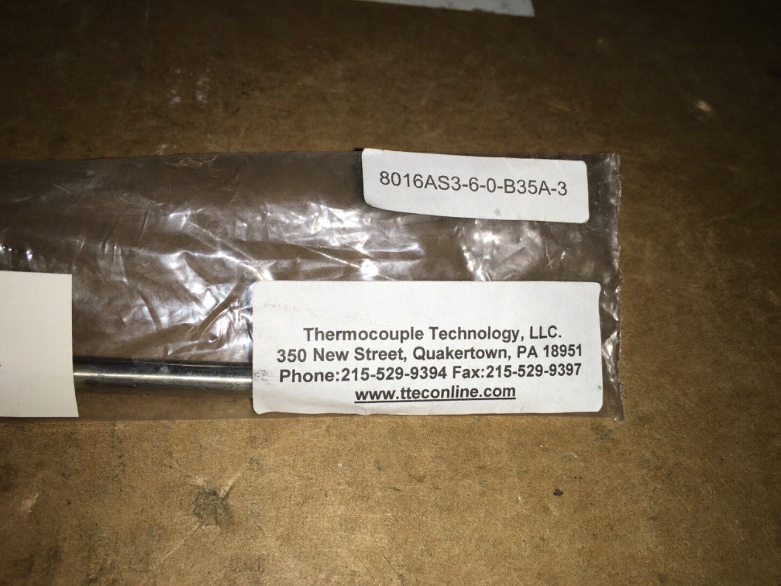 Thermocouple Tech, 8016AS3-6-0-B35A-3, NOS, KP-532