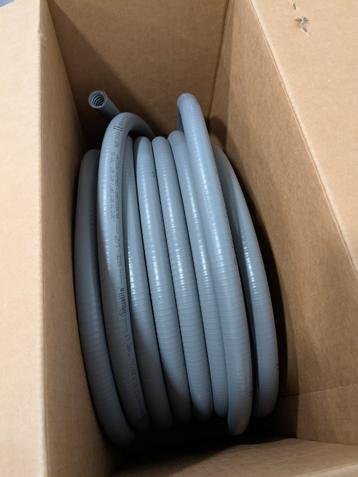 Electri-Flex Co. Flexible Liquidtight Conduit 1/2″ Trade Size, 50′ Long 11116
