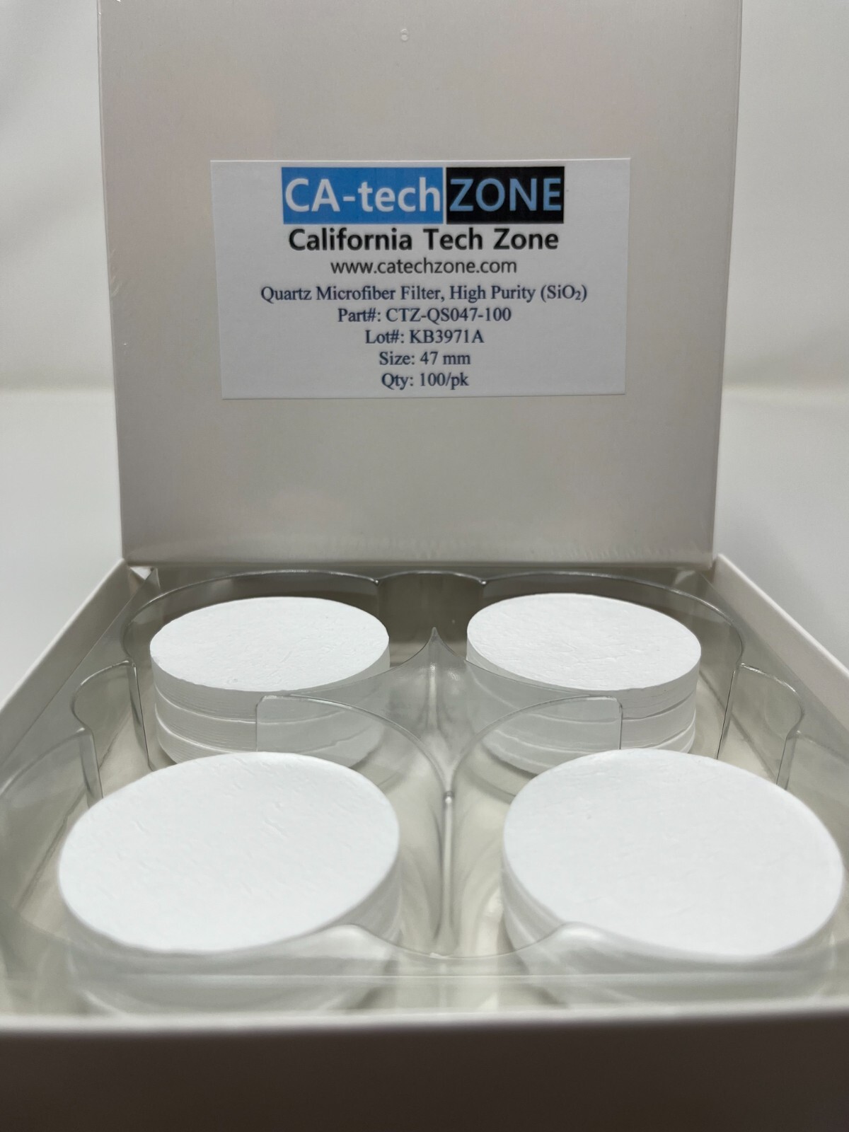 Quartz Microfiber Filter, High Purity (SiO2), (47 mm) (100/pk) CA-tech ZONE