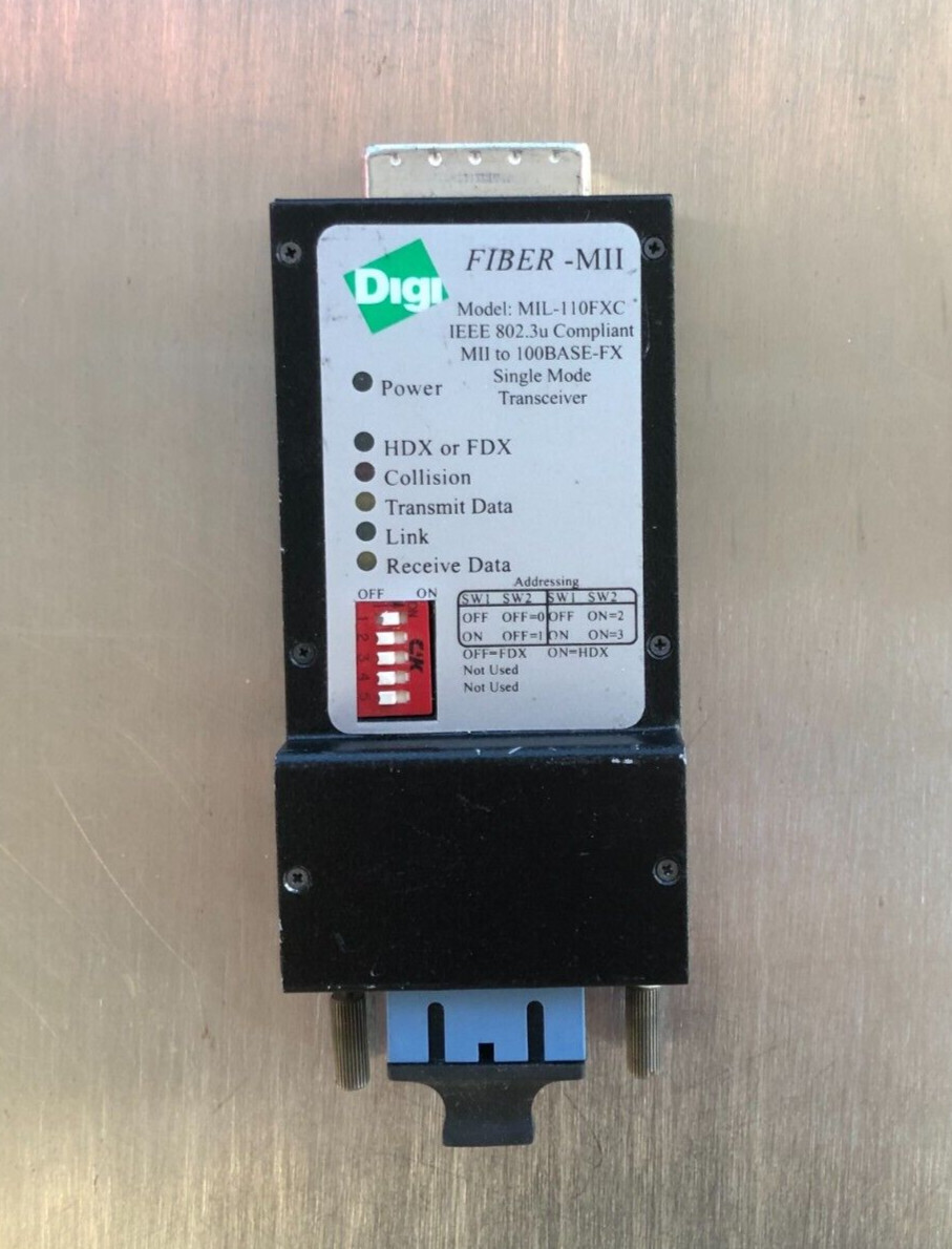 Digi MIL-110FXC Single Mode Transceiver Mii To 100Base Fx Fiber-Mii