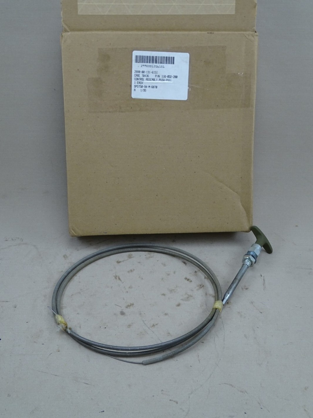 Military Vehicle Push-Pull Control Assembly 116-032-280, 2990-00-131-6151