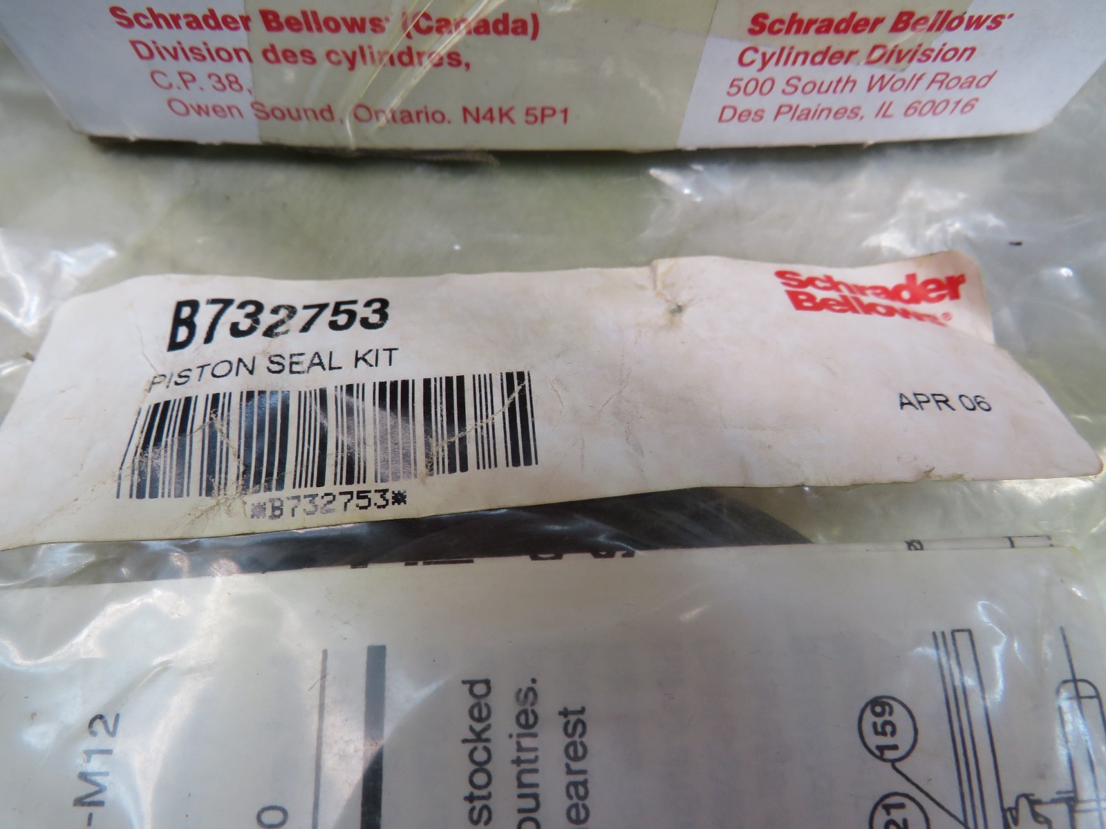 Schrader Bellows B732753 Piston Seal Kit