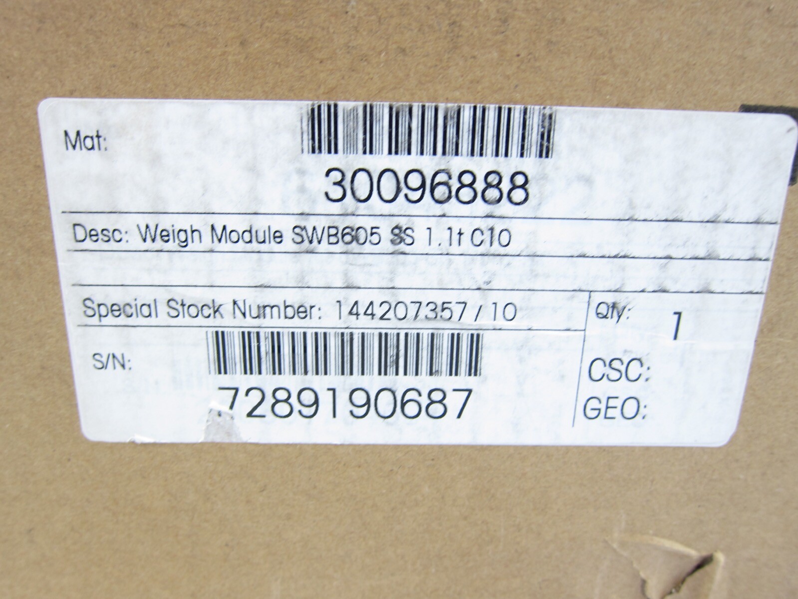 METTLER TOLEDO 30096888 SWB605 SS Weigh Module W/ 30450332 SLB615D Powercell