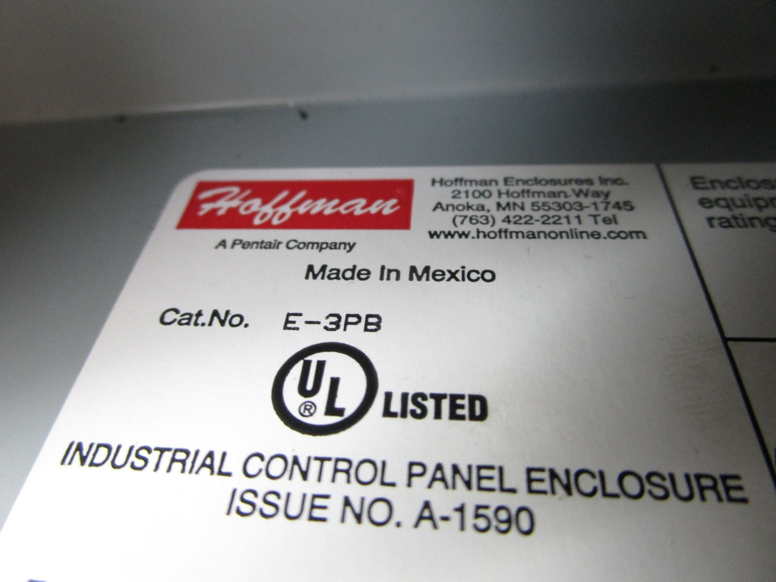 Hoffman E-3PB Push Button Enclosure with Switches ON-OFF-ON / Start / Stop