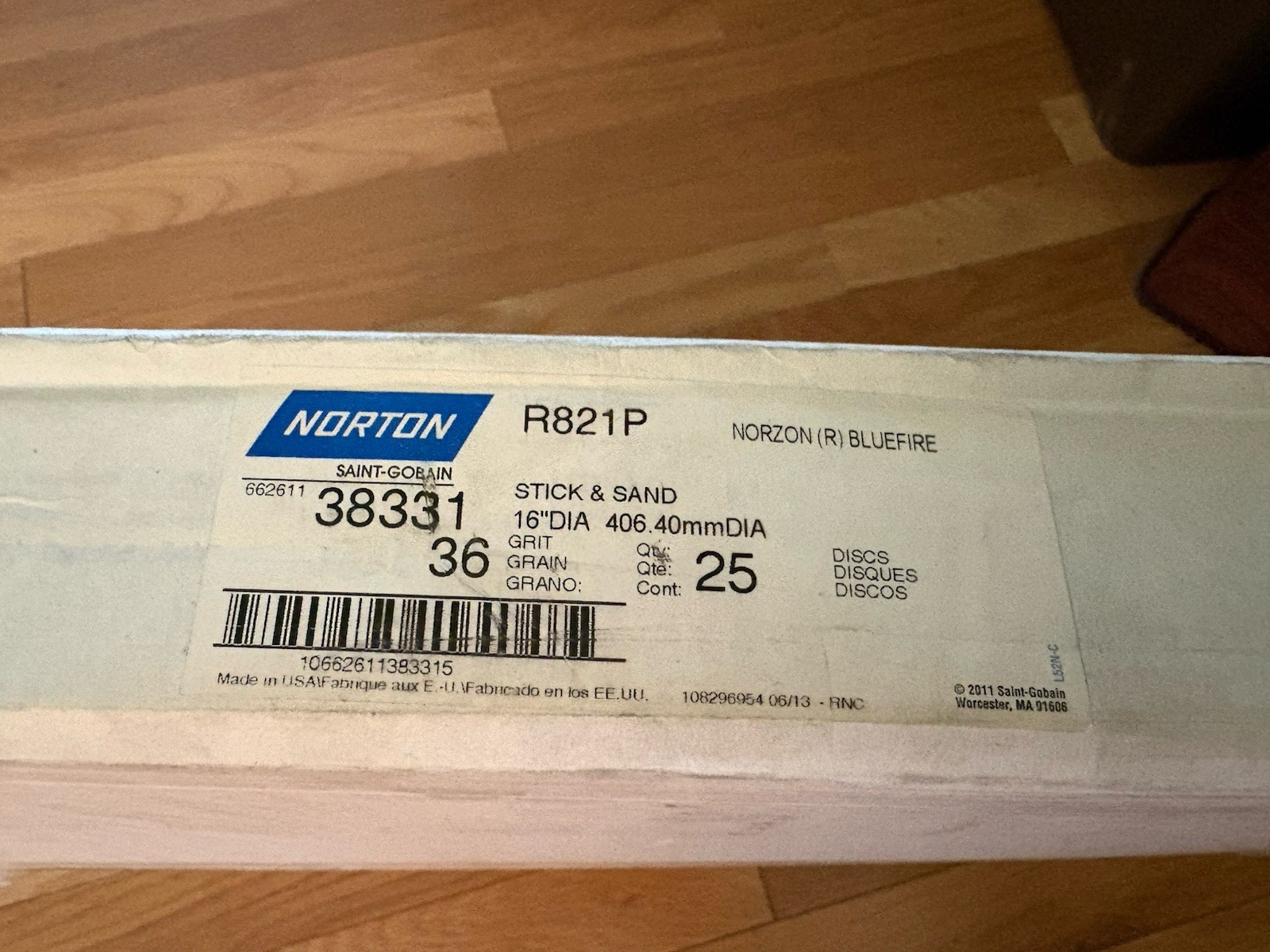 NORTON Bluefire 25 Pack 16″ Dia Stick & Sand R821P 38331 Sanding Discs USA